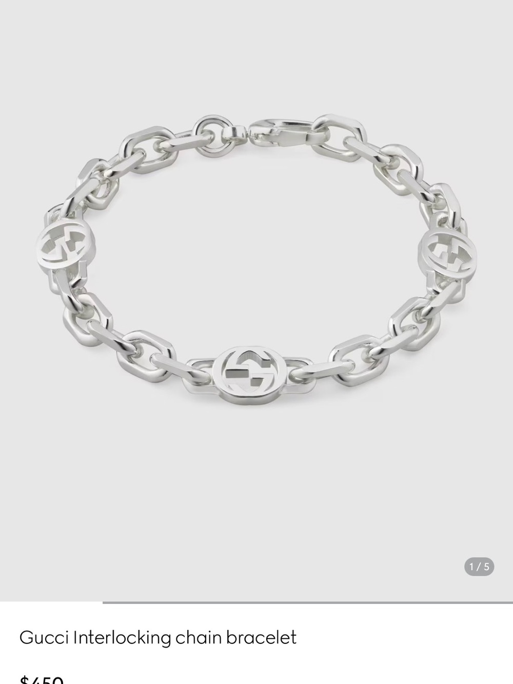 Gucci Silver Interlocking Chain Bracelet with GG Medallions